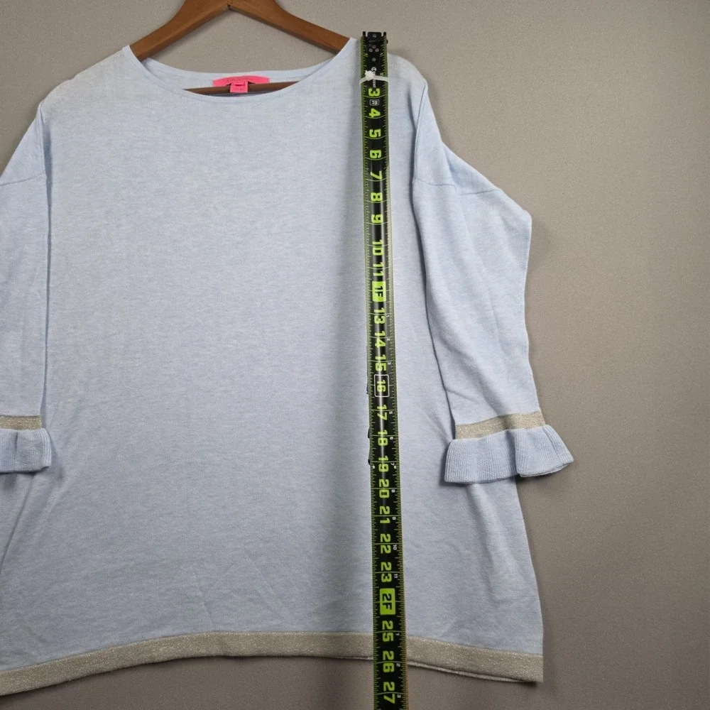Lilly Pulitzer Marilina Tunic Sweater Womens Small Light Blue Metallic Preppy